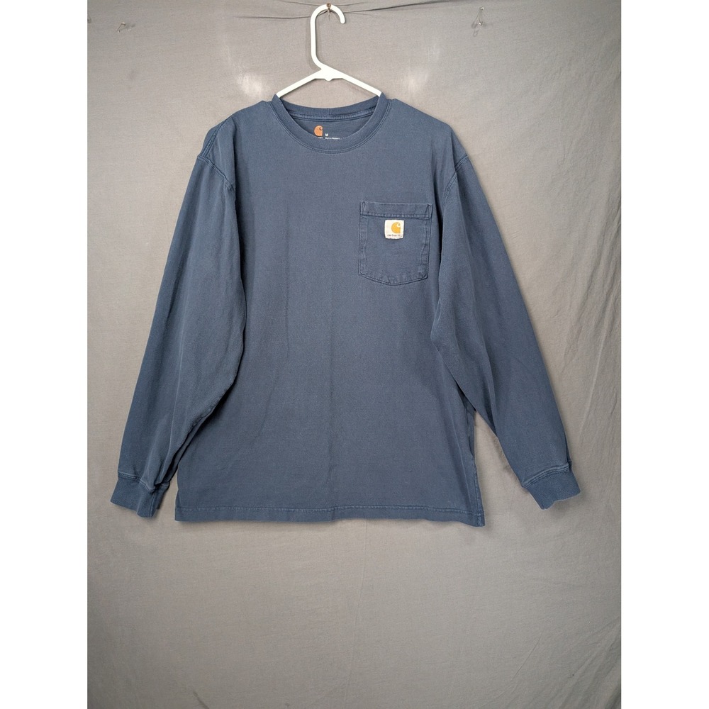 Carhartt Mens K126-NVY Long Sleeve Pocket T-Shirt Navy Blue Medium Original Fit